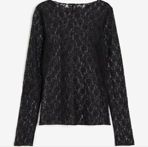 H&M black long sleeve top with back keyhole size medium